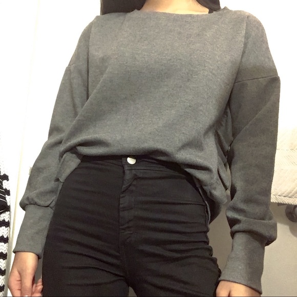 Grey Frill Top Sweatshirt - Picture 2 of 5